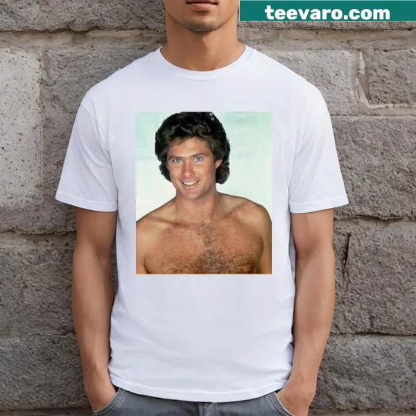 Cartoon-style T-shirt featuring a playful graphic of David Hasselhoff