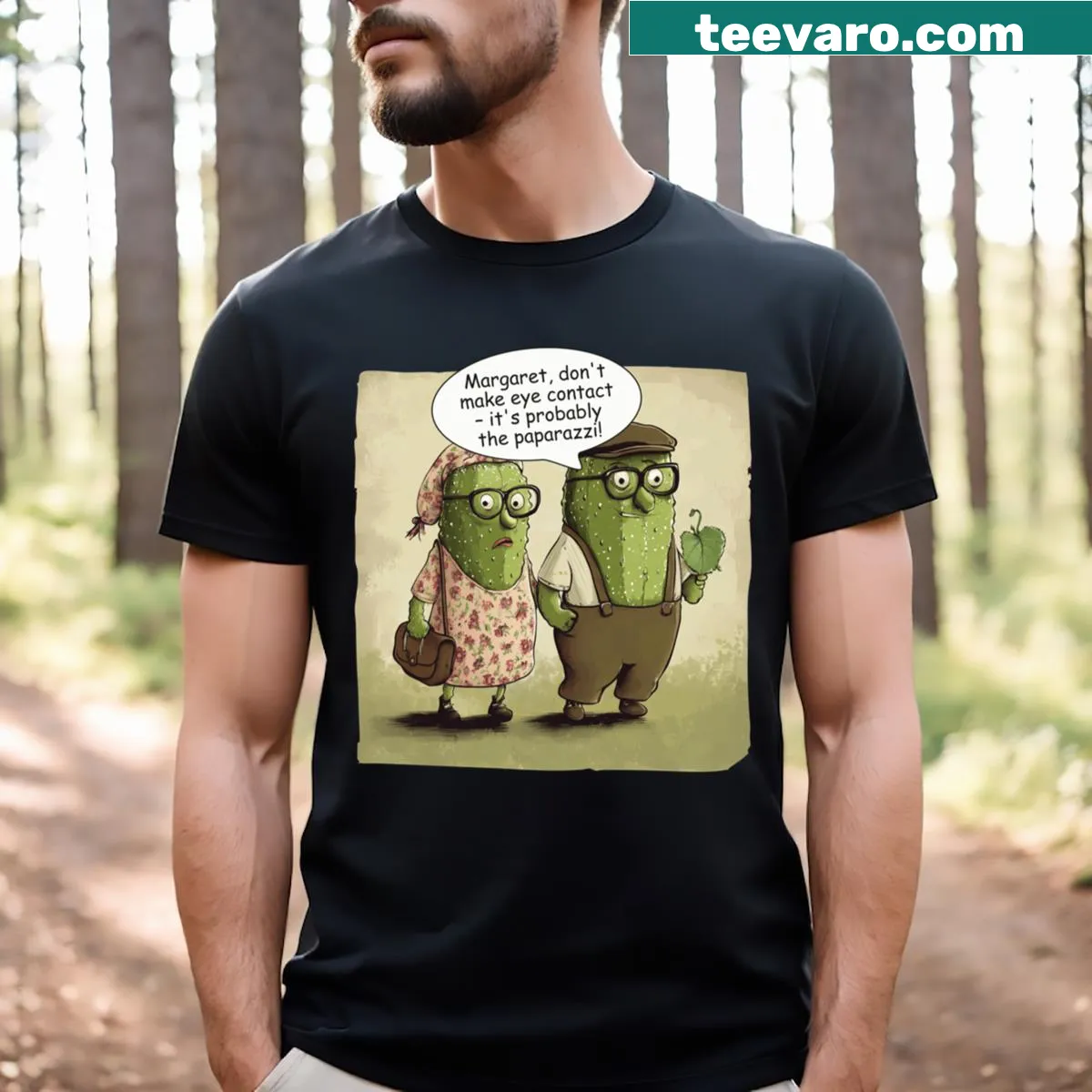 Funny t-shirt for grandparents with pickle theme and paparazzi text — on a men's t-shirt