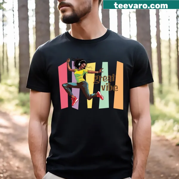 T-shirt with the phrase 'Great Vibe' in minimalist typography