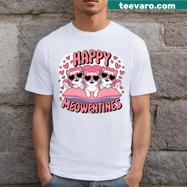 Cute cat design on a Valentine's T-shirt