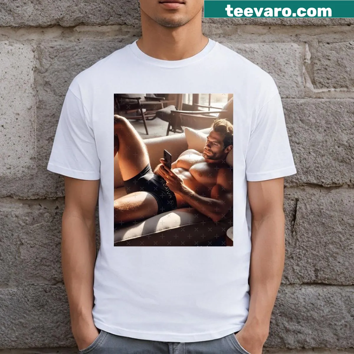 Relaxing graphic inspired by Henry Cavill on a T-shirt — on a men's t-shirt