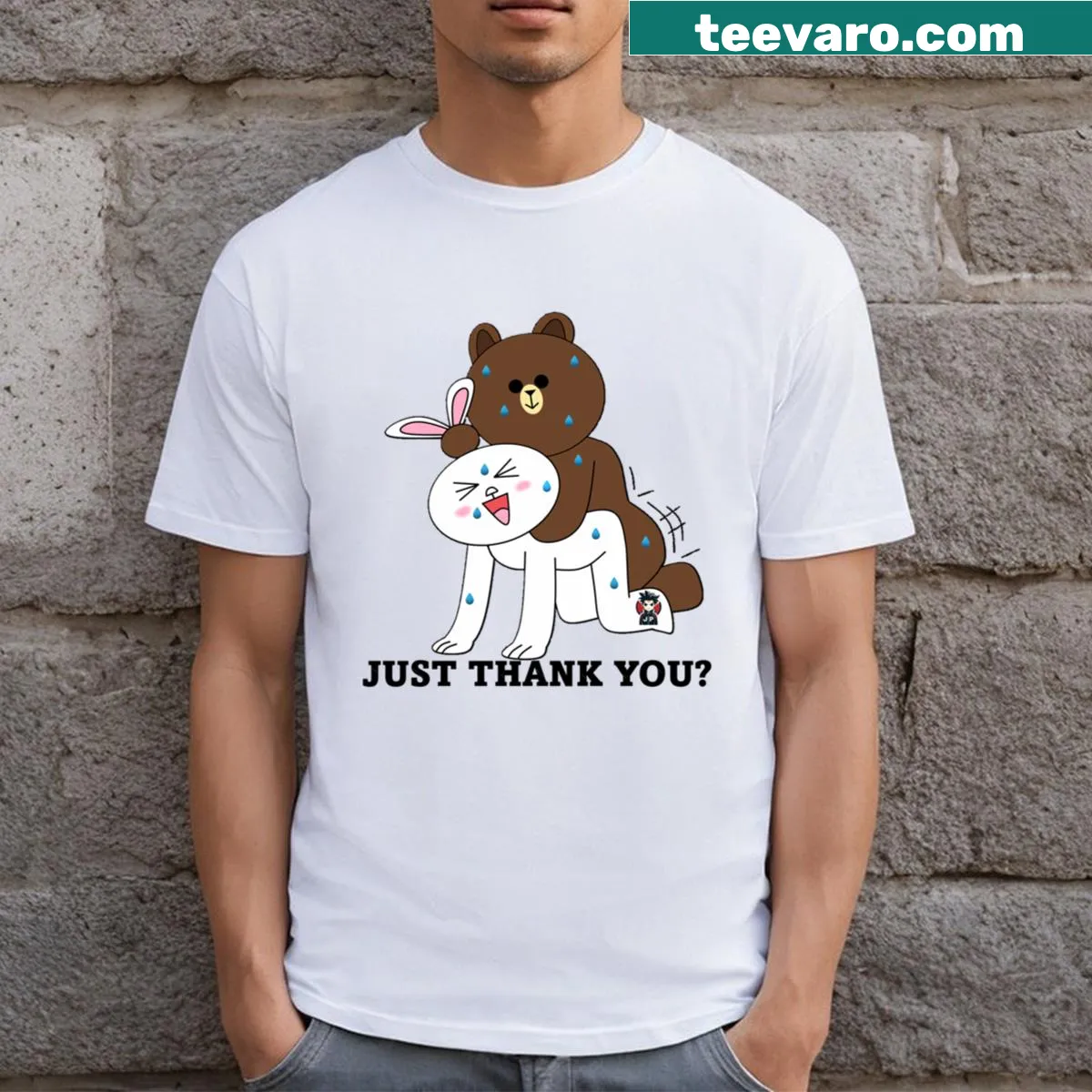 T-shirt with the uplifting phrase 'Just Thank You' in bold text — on a men's t-shirt