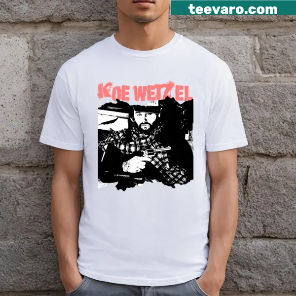 Koe Wetzel T-shirt with pop-art graphic of him holding a gun