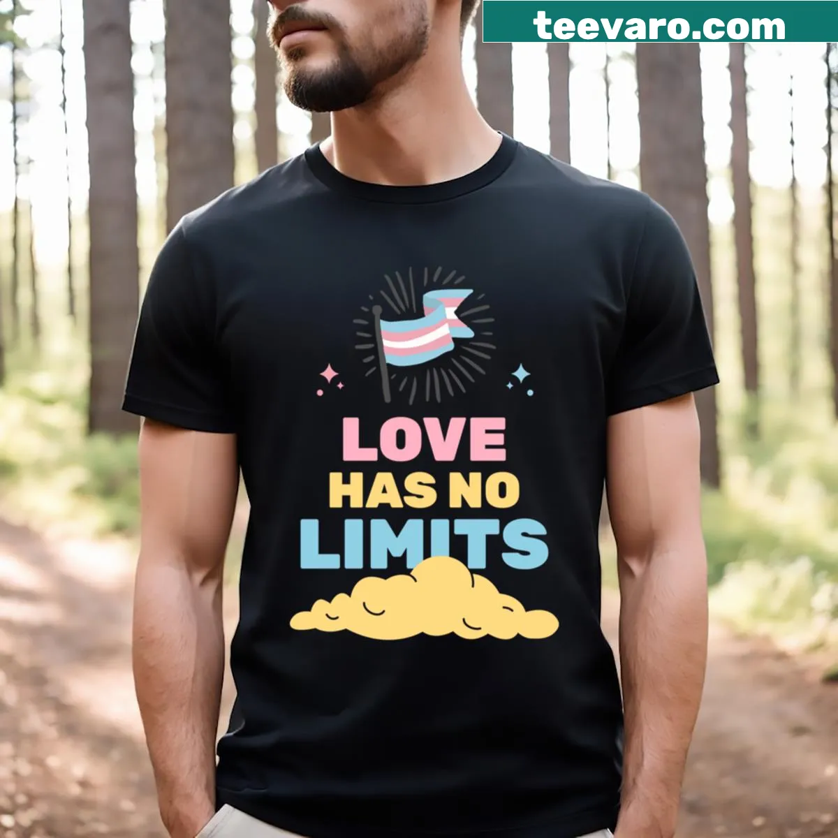 Typography t-shirt with 'Love Has No Limits' message — on a men's t-shirt