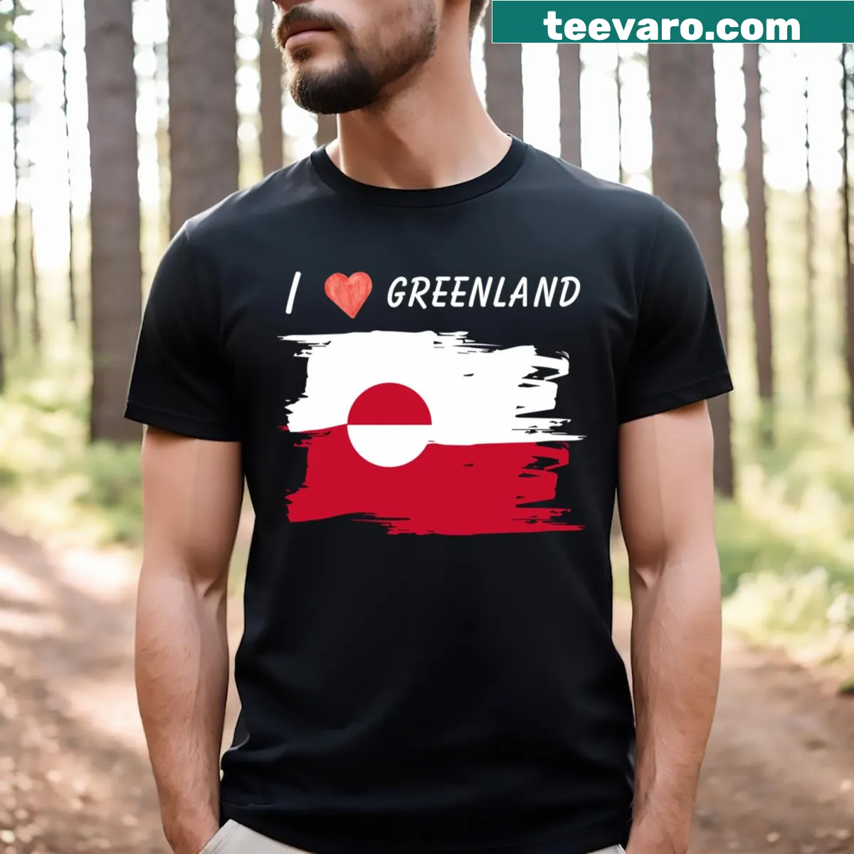 Illustrated Make Greenland Great Again 13 t-shirt featuring bold graphics — on a men's t-shirt
