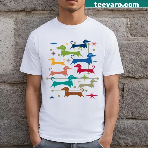 Mid-century modern dachshund illustration T-shirt