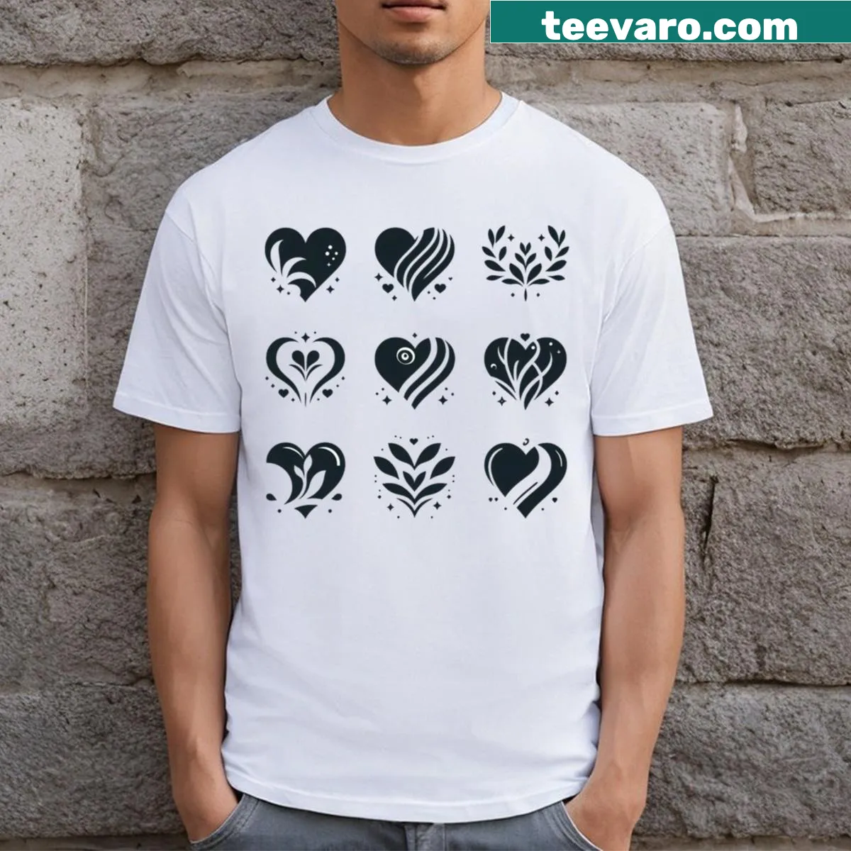 Minimalist heart motifs design on a T-shirt — on a men's t-shirt
