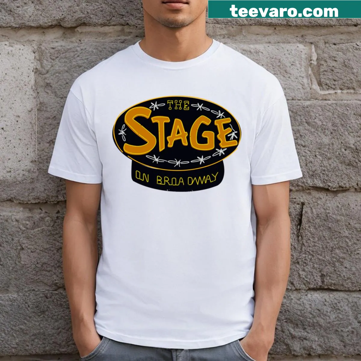 Illustrated Nashville Lights t-shirt featuring city elements — on a men's t-shirt