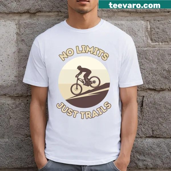 T-shirt with bold typography stating 'No Limits Just Trails'