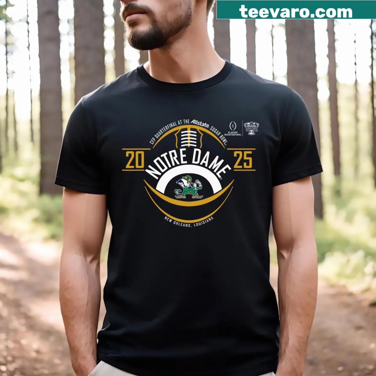 Vintage-style Notre Dame Fighting Irish t-shirt for the Sugar Bowl — on a men's t-shirt