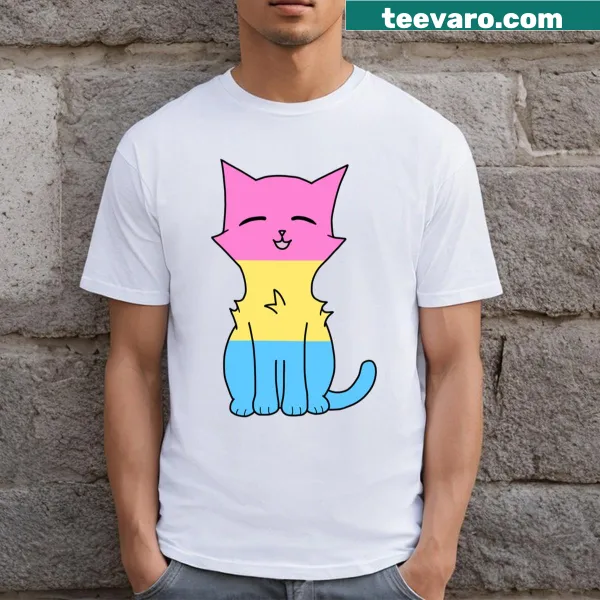 Pastel pan pride cat graphic t-shirt with cute design
