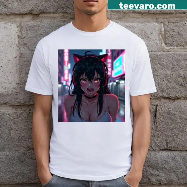 Edgy graphic of phonk beats and cyberpunk streets on T-shirt