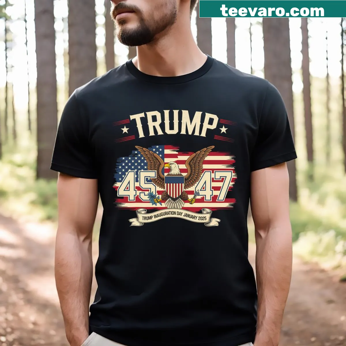 Inauguration Day 2025 memorabilia t-shirt with commemorative graphics — on a men's t-shirt