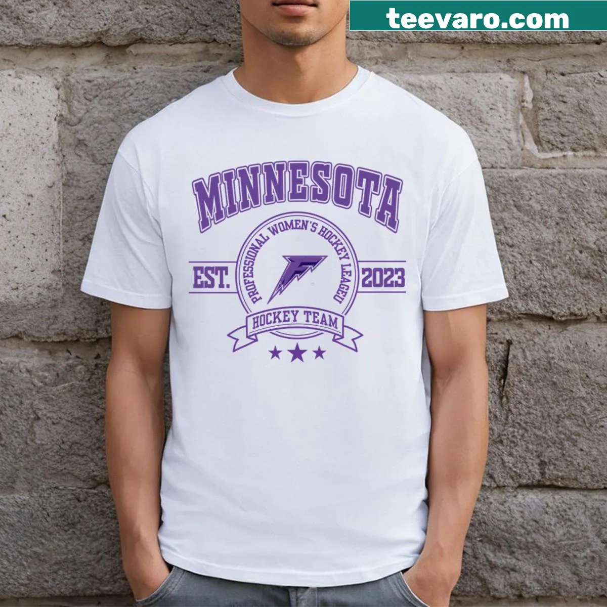 Minnesota Frost ice hockey sports t-shirt with striking team graphics — on a men's t-shirt