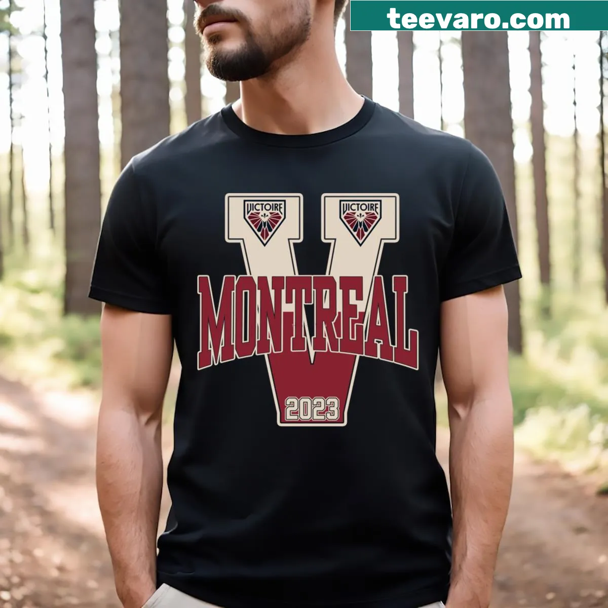 Montreal Victoire hockey team logo on a sports T-shirt — on a men's t-shirt