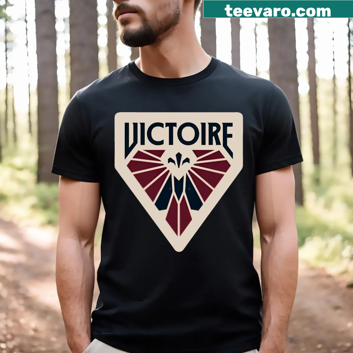 Ice hockey team logo for Montreal Victoire on a T-shirt — on a men's t-shirt
