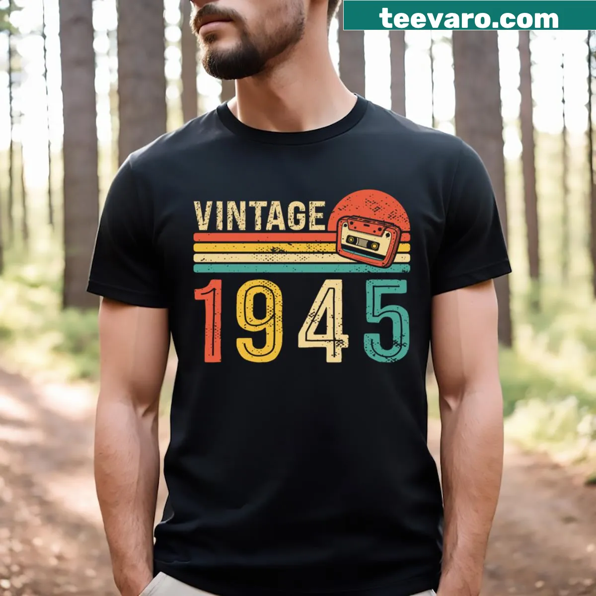 Vintage cassette tape design on a T-shirt for an 80th birthday — on a men's t-shirt