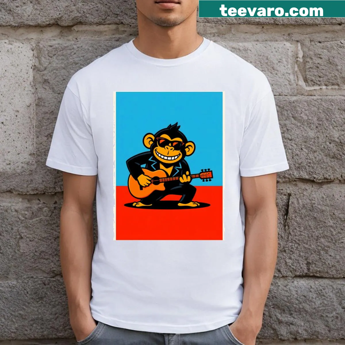 Playful cartoon design of a monkey on a t-shirt — on a men's t-shirt