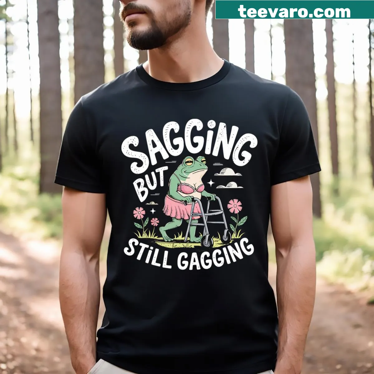 Funny frog meme t-shirt with humorous saying — on a men's t-shirt