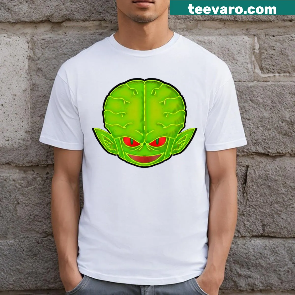 Illustration of Saibaman from Dragon Ball on a t-shirt — on a men's t-shirt