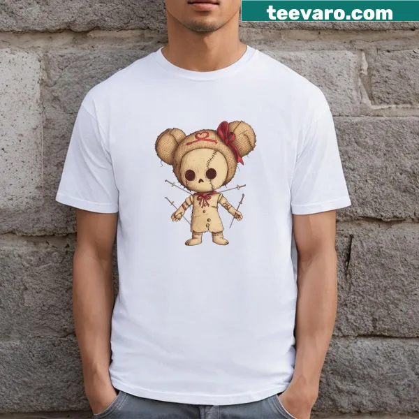 Charming illustrated Voodoo Doll design on a t-shirt