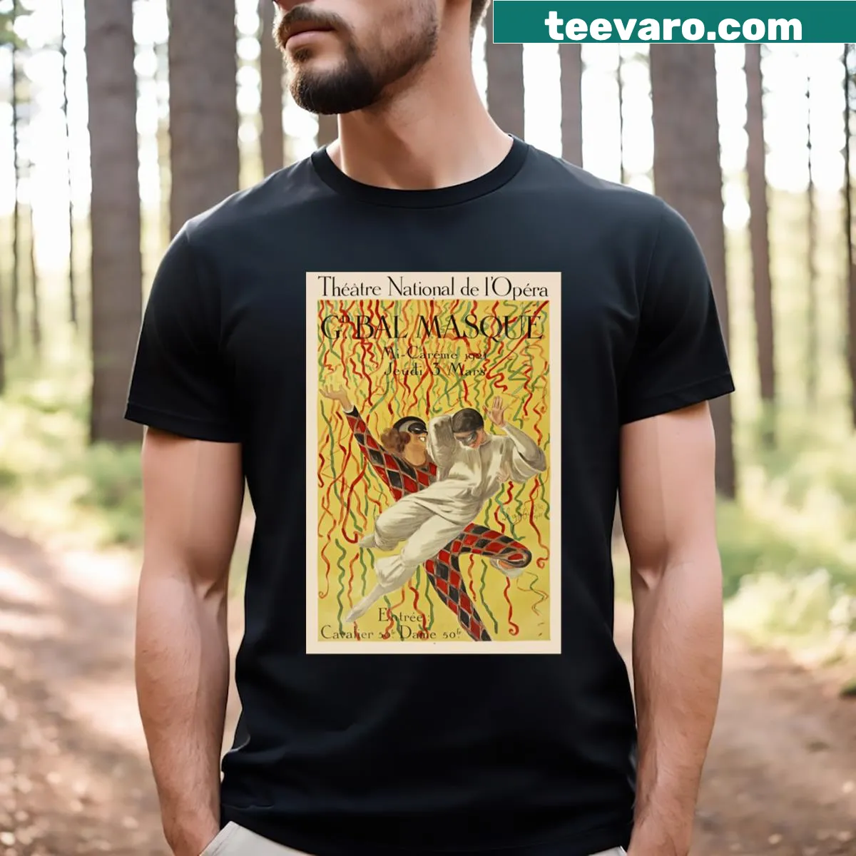 Elegant typography design celebrating the Grand Bal de La Mi Careme — on a men's t-shirt