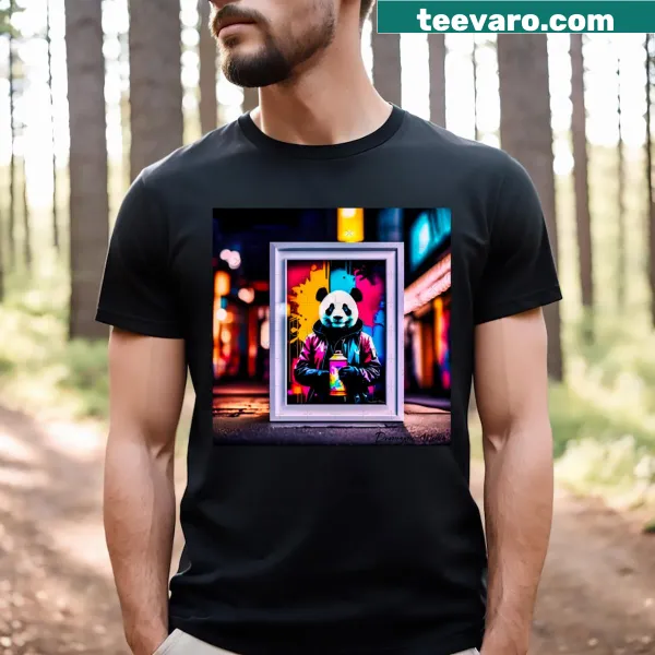 Playful panda bear illustration with urban graffiti design