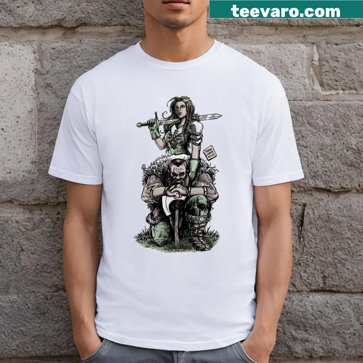 Funny Viking Love t-shirt with playful graphic design — on a men's t-shirt