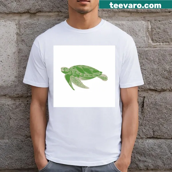 Vintage Sea Turtle T-shirt with marine life illustration