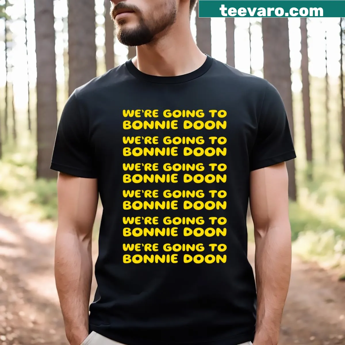 T-shirt featuring lyrics from 'We're Going To Bonny Doon' — on a men's t-shirt