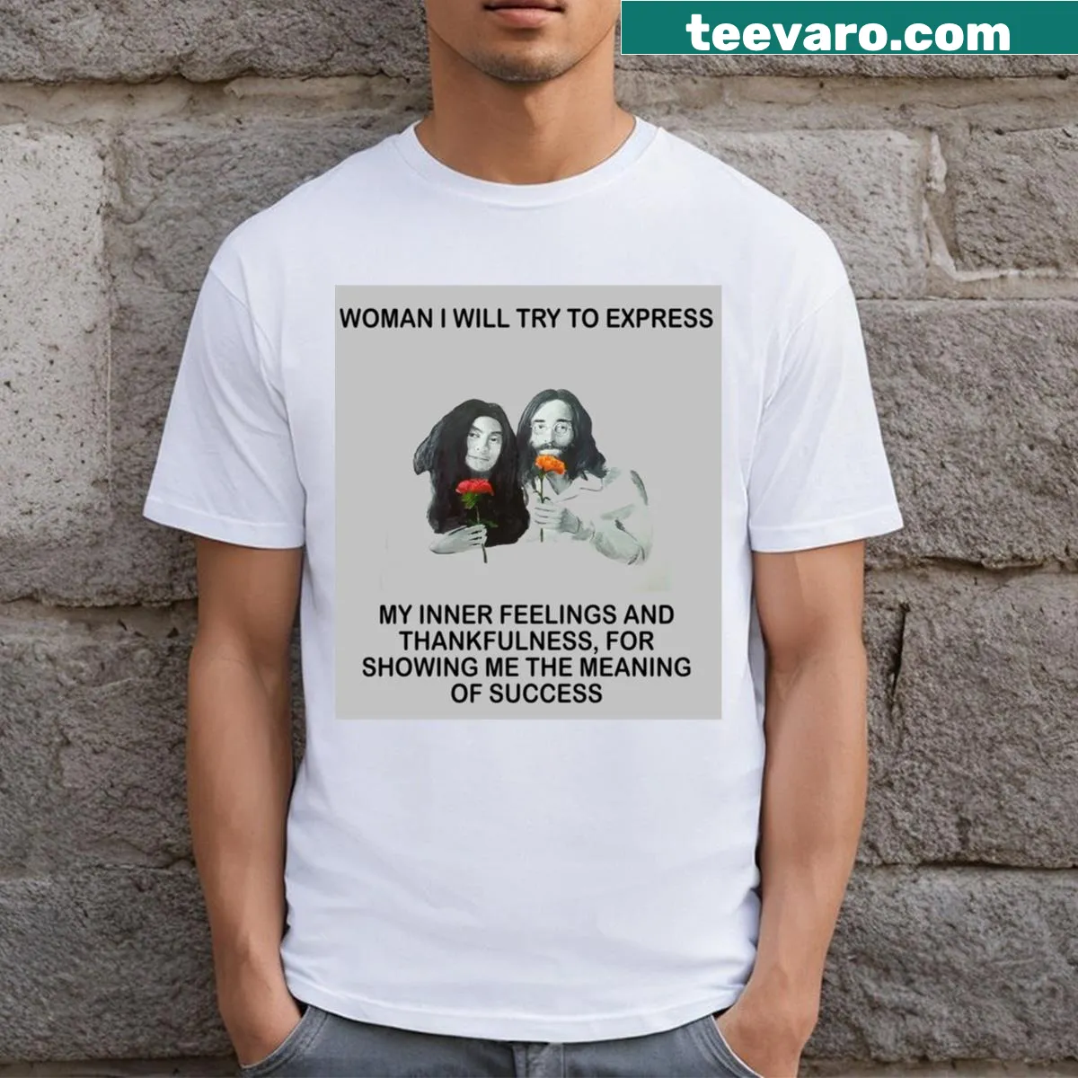 T-shirt with a heartfelt message of gratitude and success — on a men's t-shirt