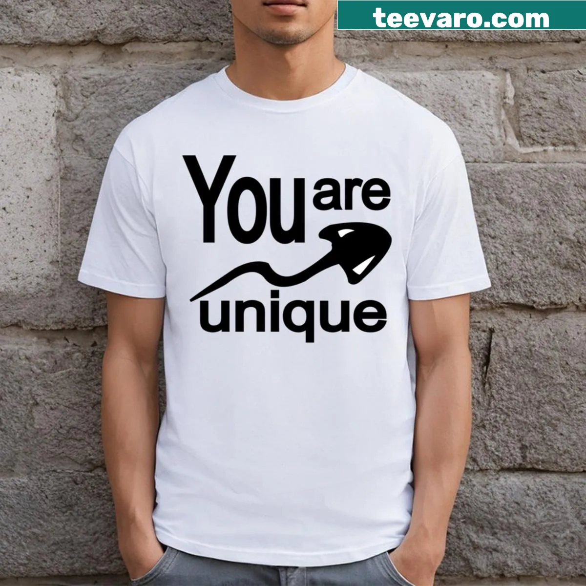 Typography design on t-shirt stating 'You Are Unique' — on a men's t-shirt
