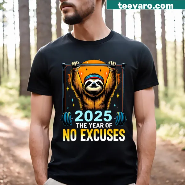 Funny fitness shirt featuring a sloth for workout humor