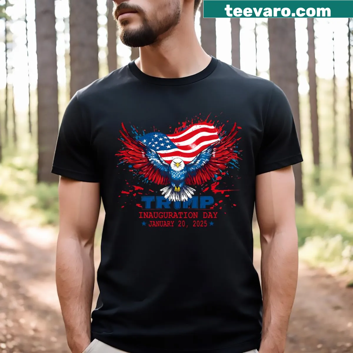 T-shirt celebrating Trump's inauguration day on January 20th, 2025 — on a men's t-shirt