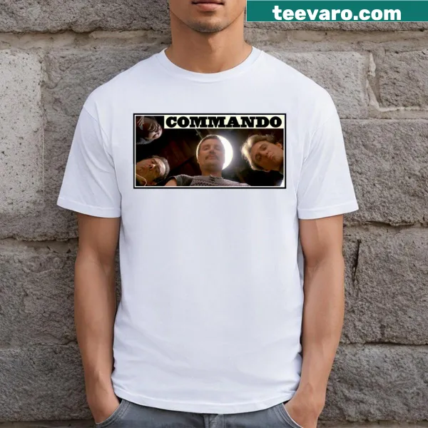 Illustrative commando graphic T-shirt with action theme