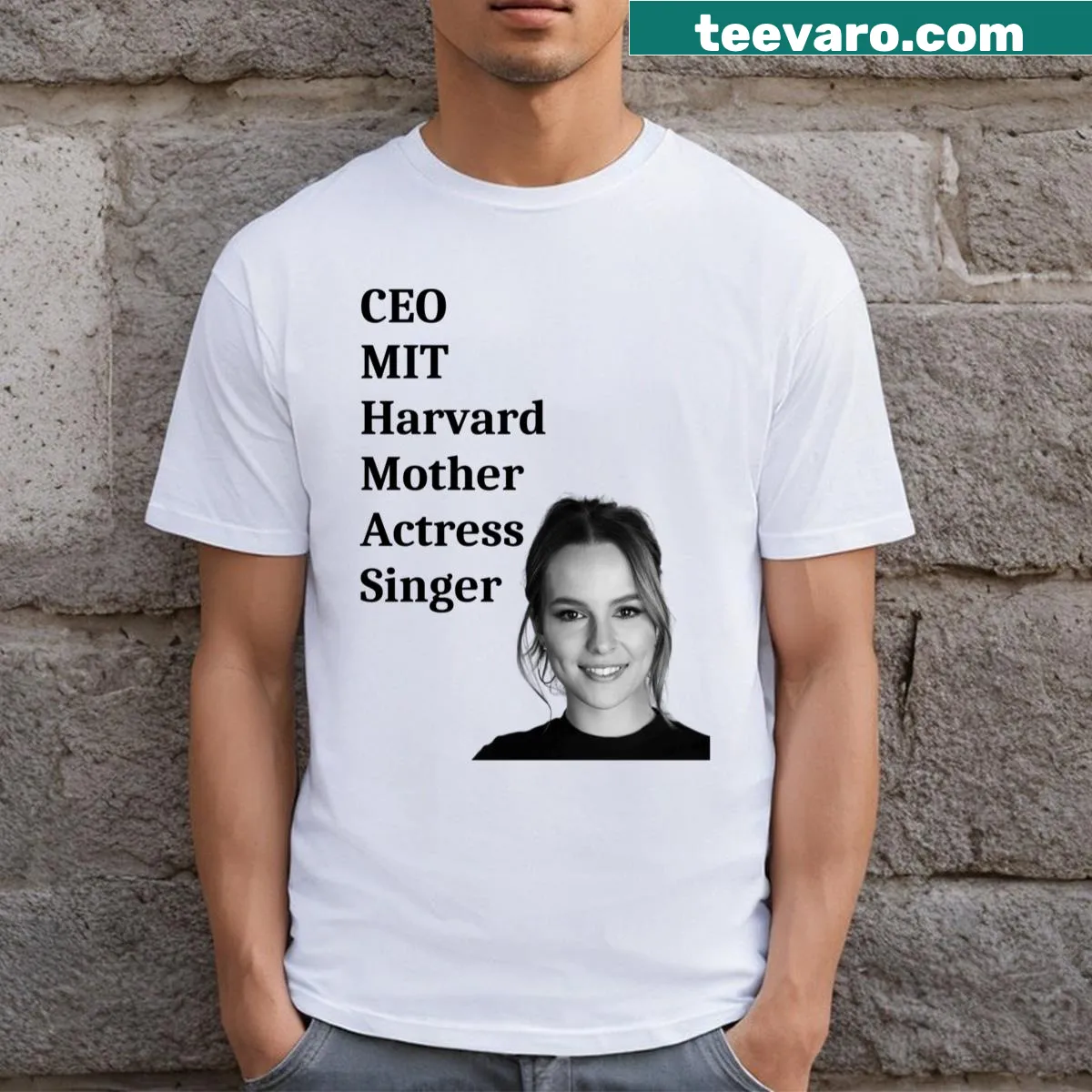 Fan resume graphic for Bridgit Mendler on T-shirt — on a men's t-shirt