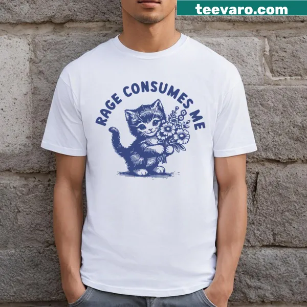 T-shirt with bold text about cat rage