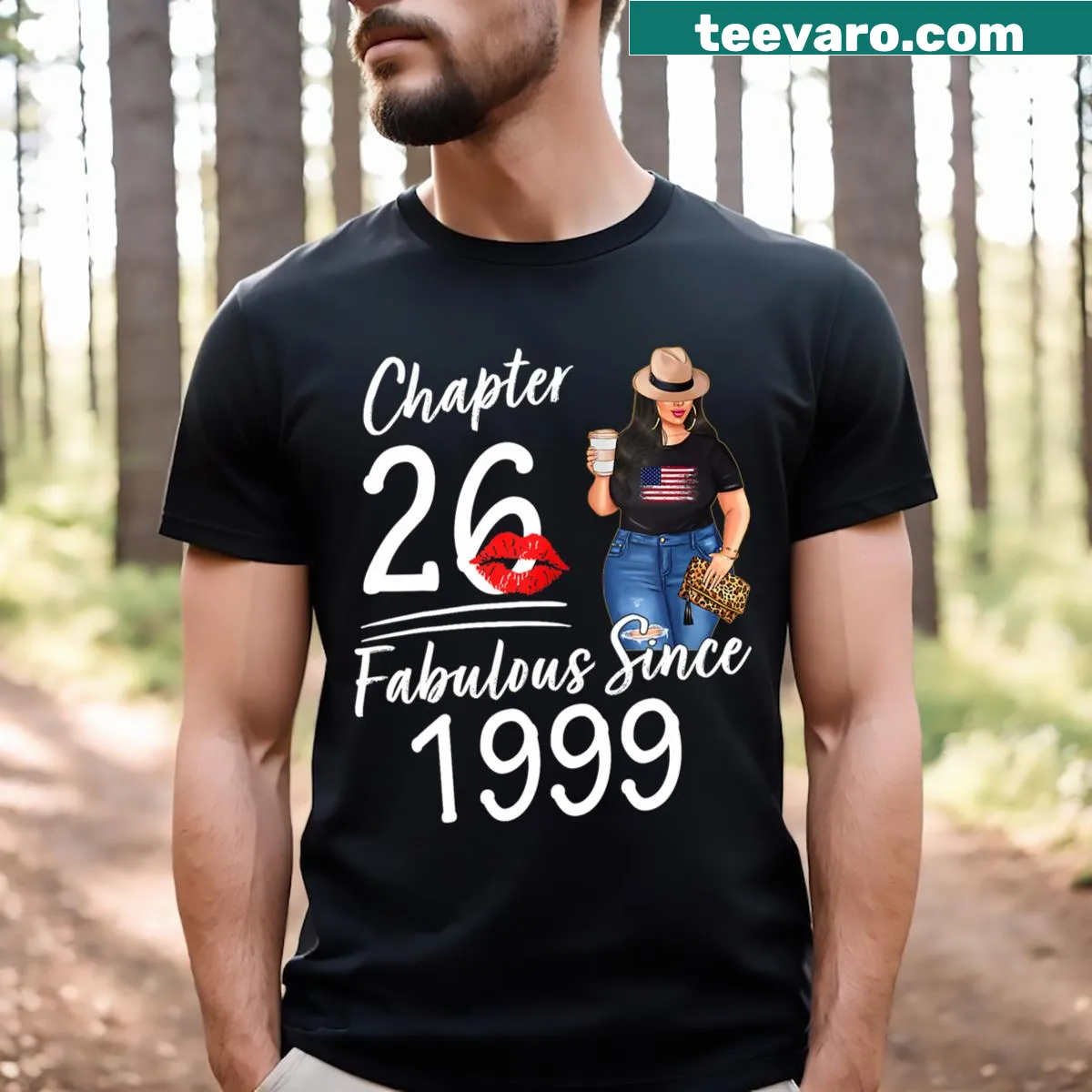 T-shirt celebrating 26th birthday with bold text — on a men's t-shirt