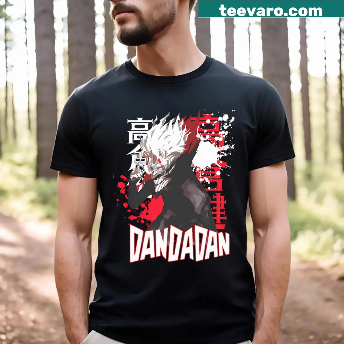 Stylish Dandadan manga-themed t-shirt with dynamic illustration — on a men's t-shirt