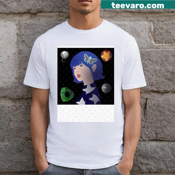 Whimsical Coraline t-shirt featuring the character with button eyes