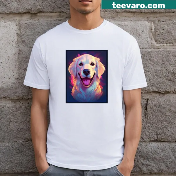Kawaii-style T-shirt with a golden retriever illustration