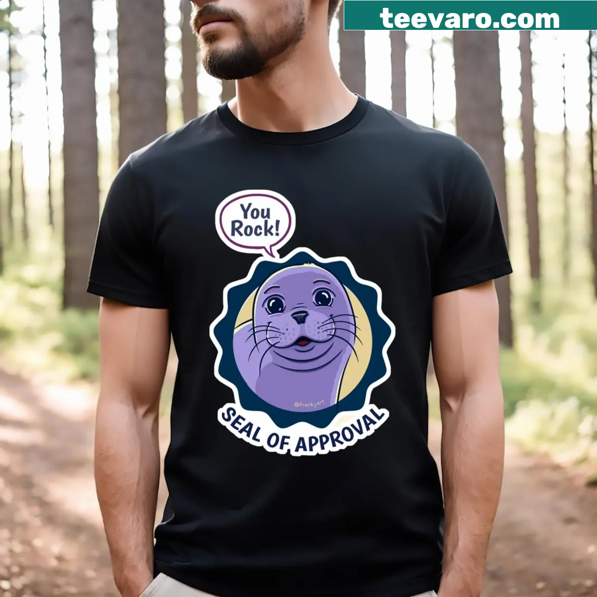 Sarcastic t-shirt featuring 'Cute Seal Of Approval' text — on a men's t-shirt