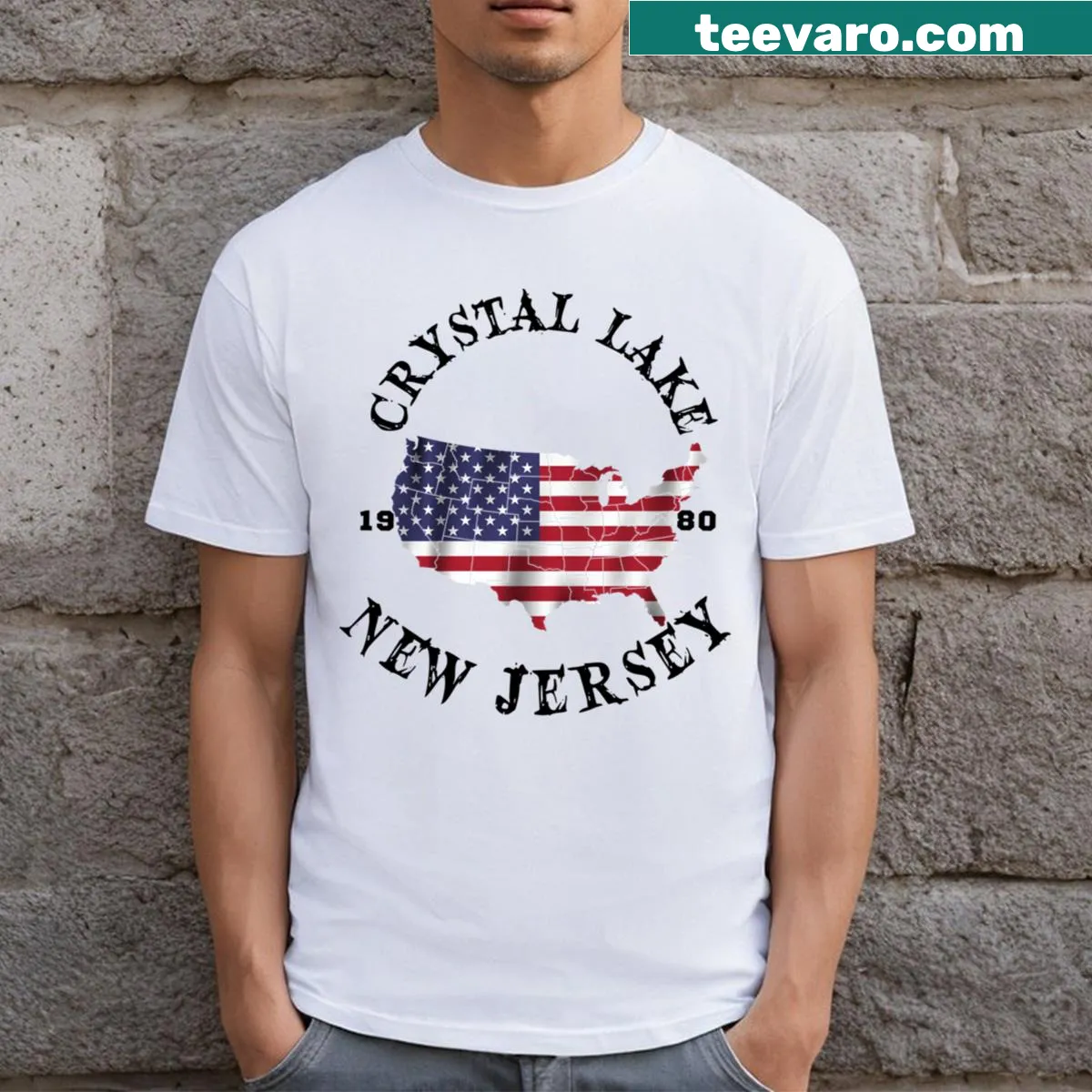 Nostalgic T-shirt featuring Friday the 13th graphic and Crystal Lake reference — on a men's t-shirt
