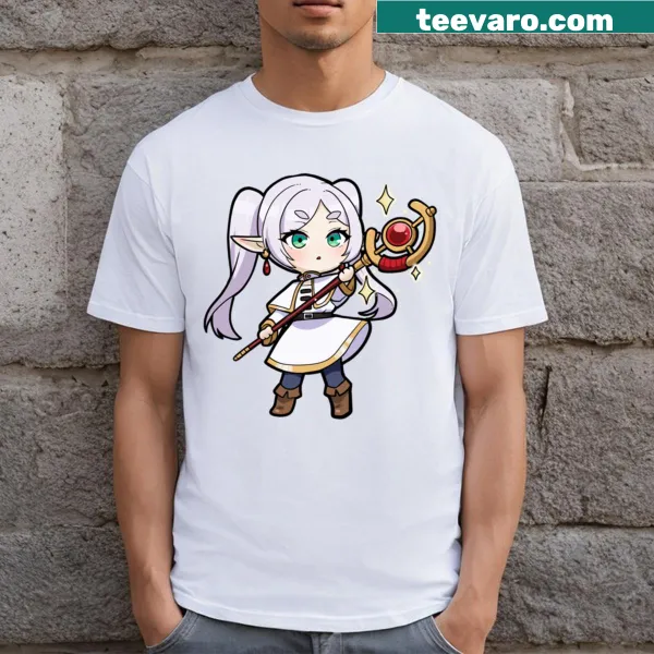 Fantasy-themed T-shirt with an enchanting Frieren graphic