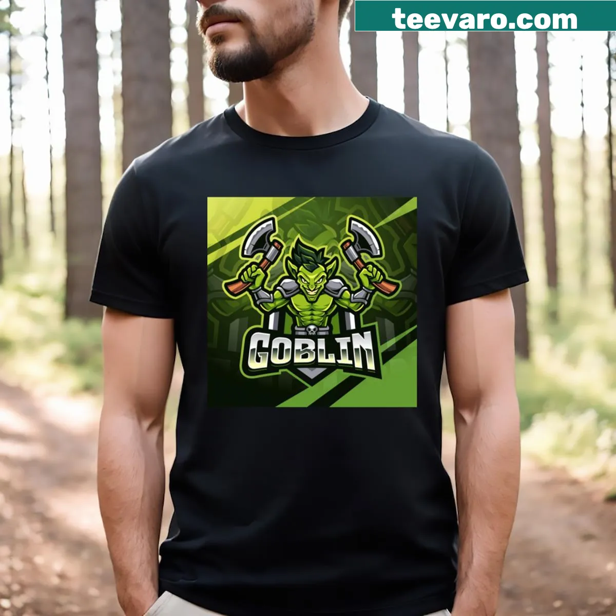 Whimsical goblin mascot t-shirt design — on a men's t-shirt