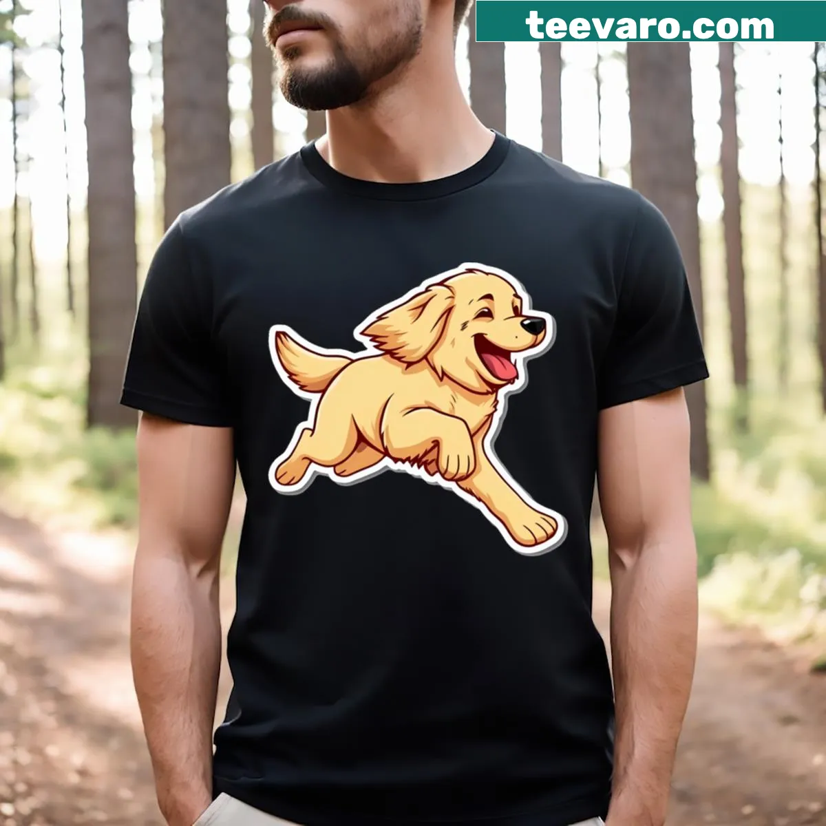 Illustration of a golden retriever on a casual T-shirt — on a men's t-shirt