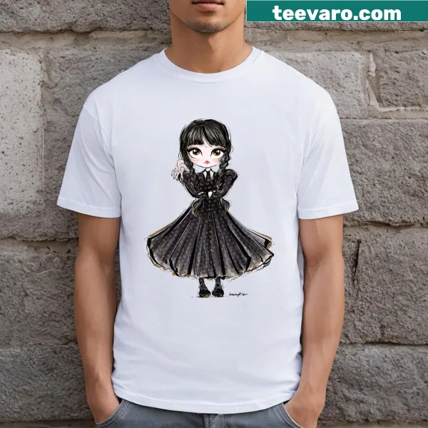 T-shirt with a bold graphic of a gothic nerd girl.
