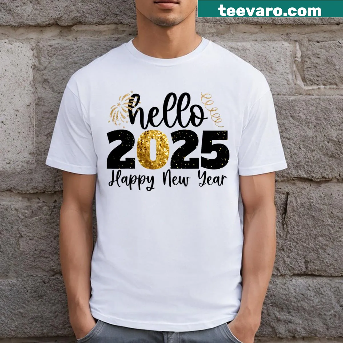 Happy New Year 2025 T-shirt for family and friends — on a men's t-shirt
