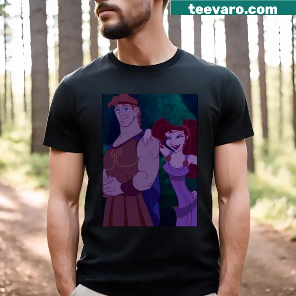 Hercules And Megara T-shirt with mythical illustration