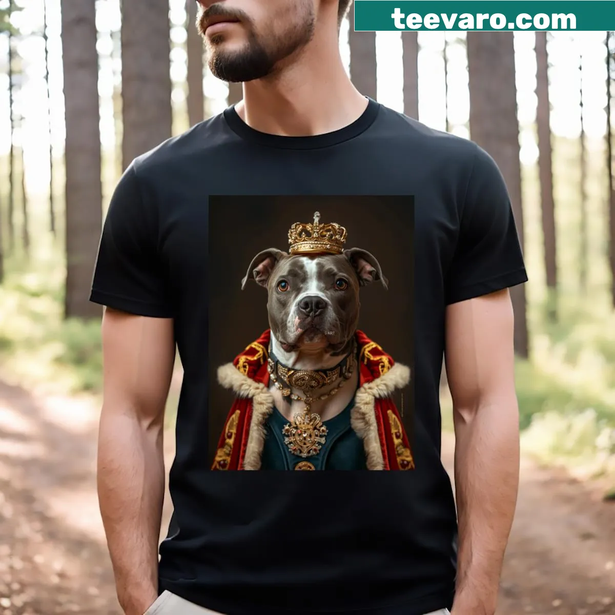 Illustrated design celebrating the American Bully breed — on a men's t-shirt